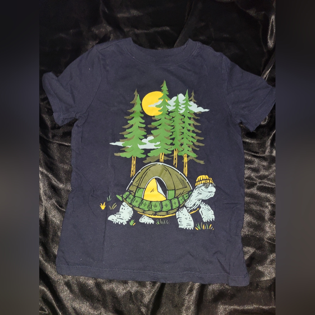 Navy Blue Kids Shirt With Turtle Graphic Size 5
